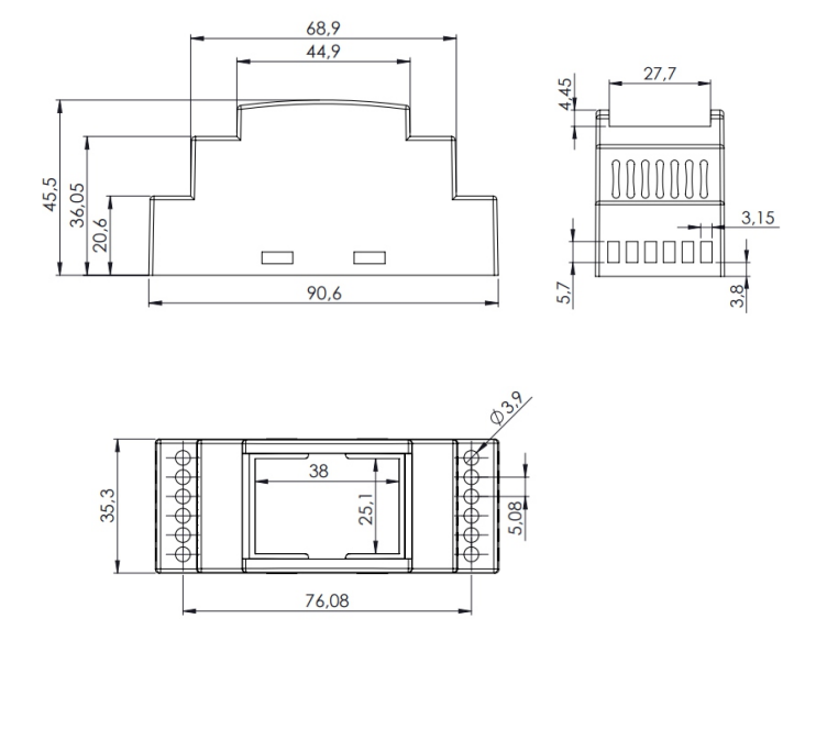 NORVI AGENT 1-BM02-ES-L Measurements Diagram