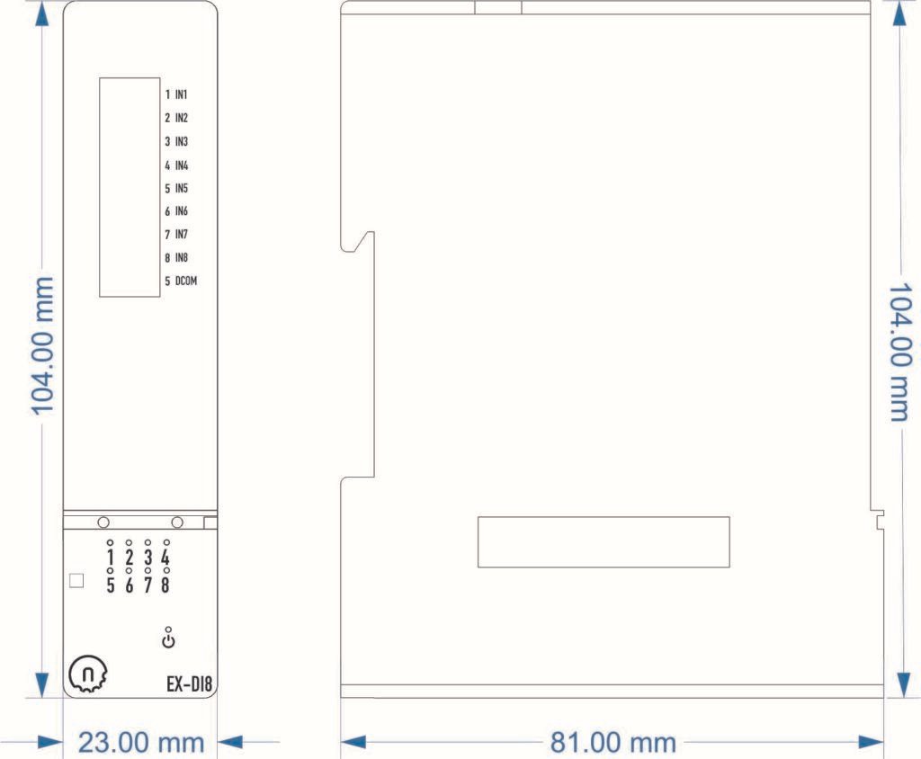 NORVI X-DI8 Measurement Diagram