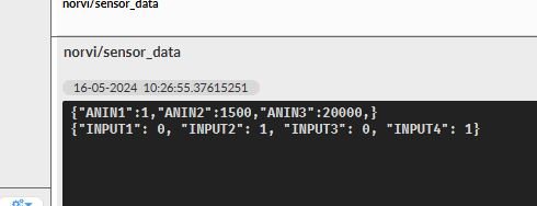 Captured data from the MQTT broker