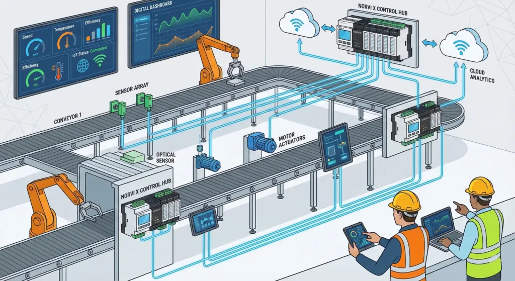 Modular Conveyor Control System Using NORVI X Smart Industrial Automation