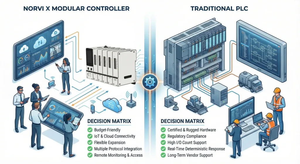 When Engineers Should Choose NORVI X vs Traditional PLCs