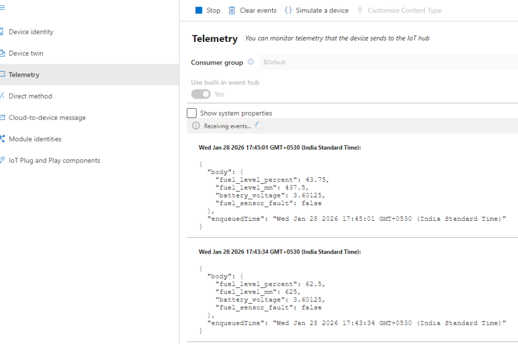Azure IoT Explorer data monitoring