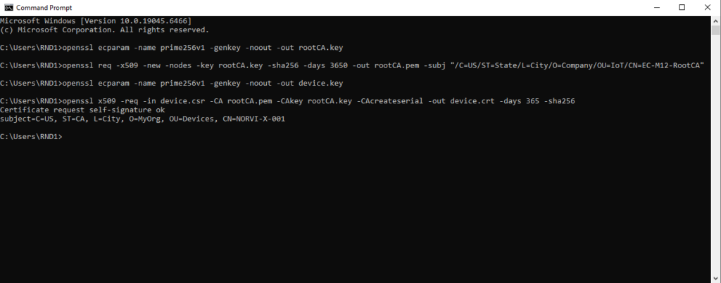 Generate certificates using OpenSSL