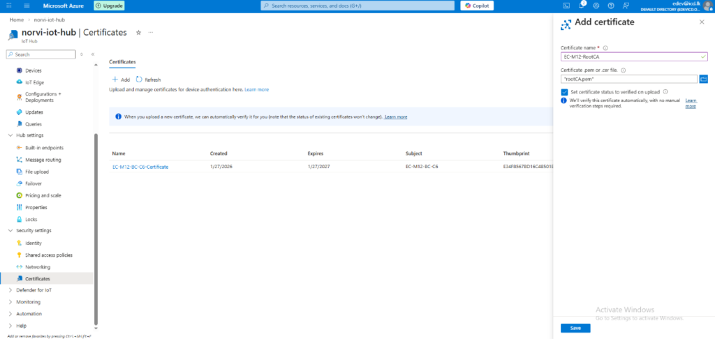 Include Root CA certificate