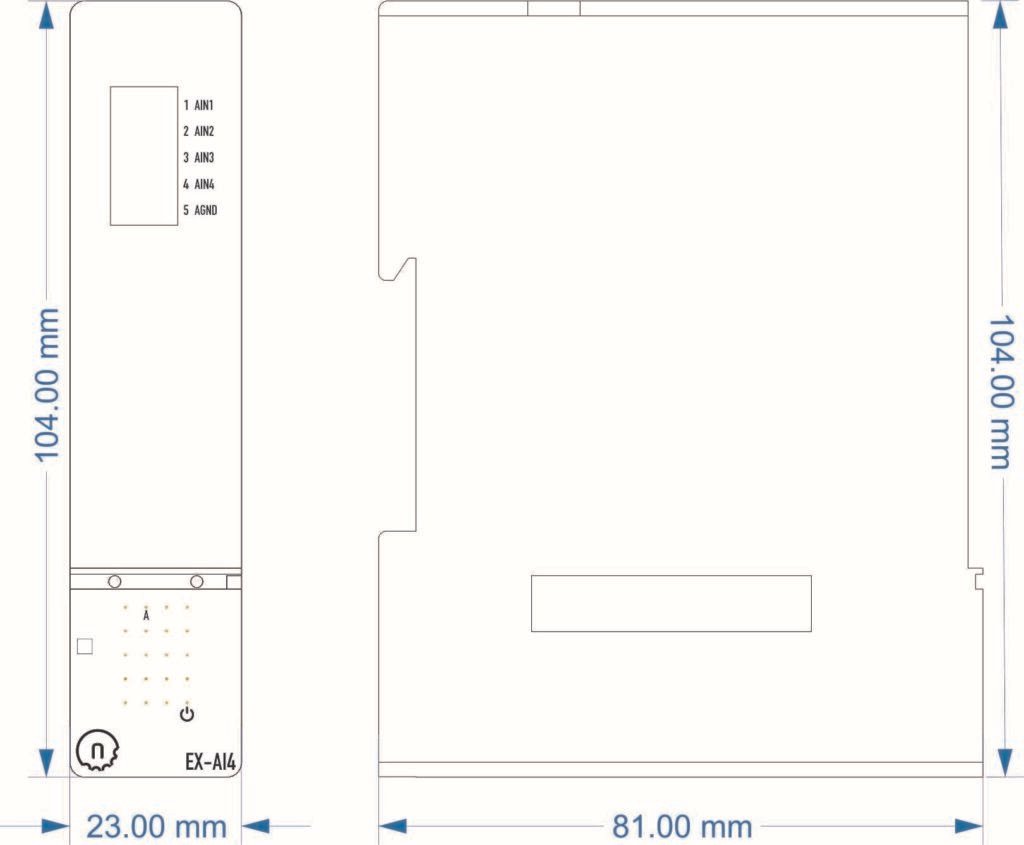NORVI X-AI4 Enclosure Measurements