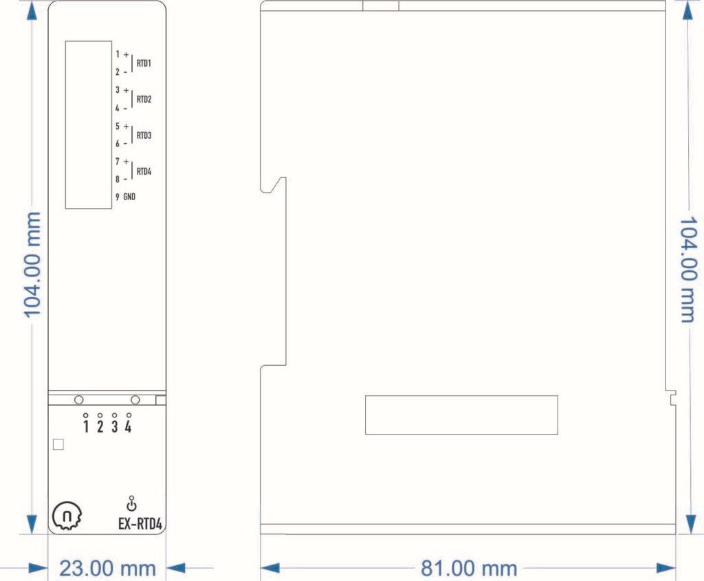NORVI X-RTD4 Measurement Diagram