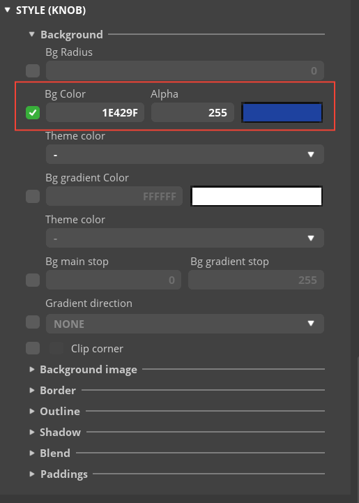 Switch knob settings