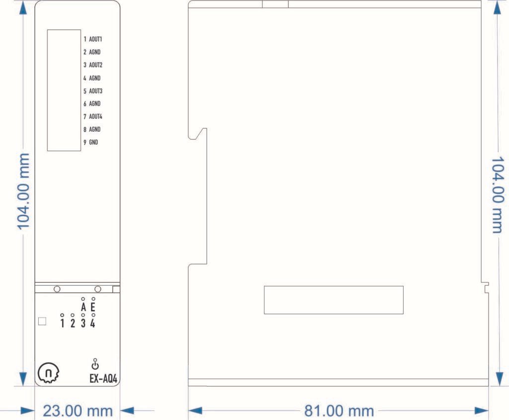 NORVI X-AQ4 Measurement Diagram