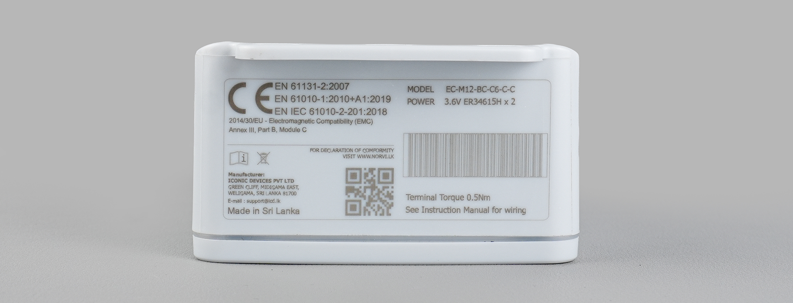 CE compliance markings on a NORVI ESP32 PLC controller