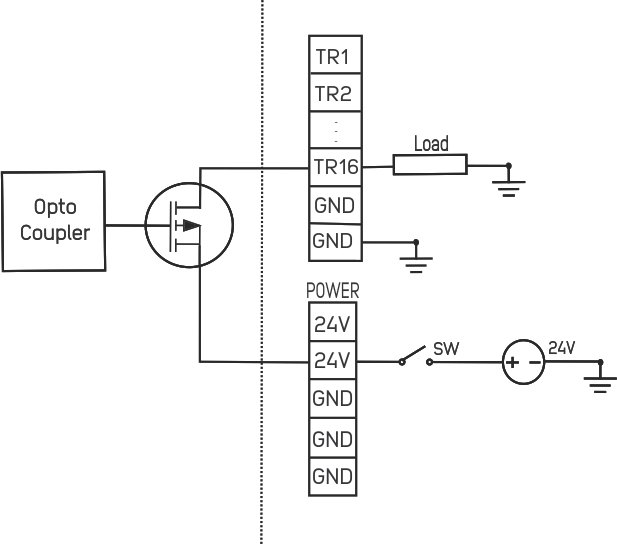 NORVI X-Q16 transistor output terminal wiring