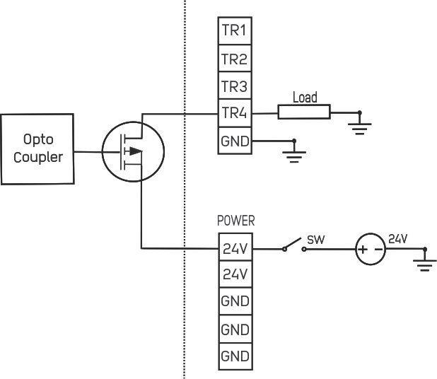 NORVI X-Q4 transistor output terminal wiring