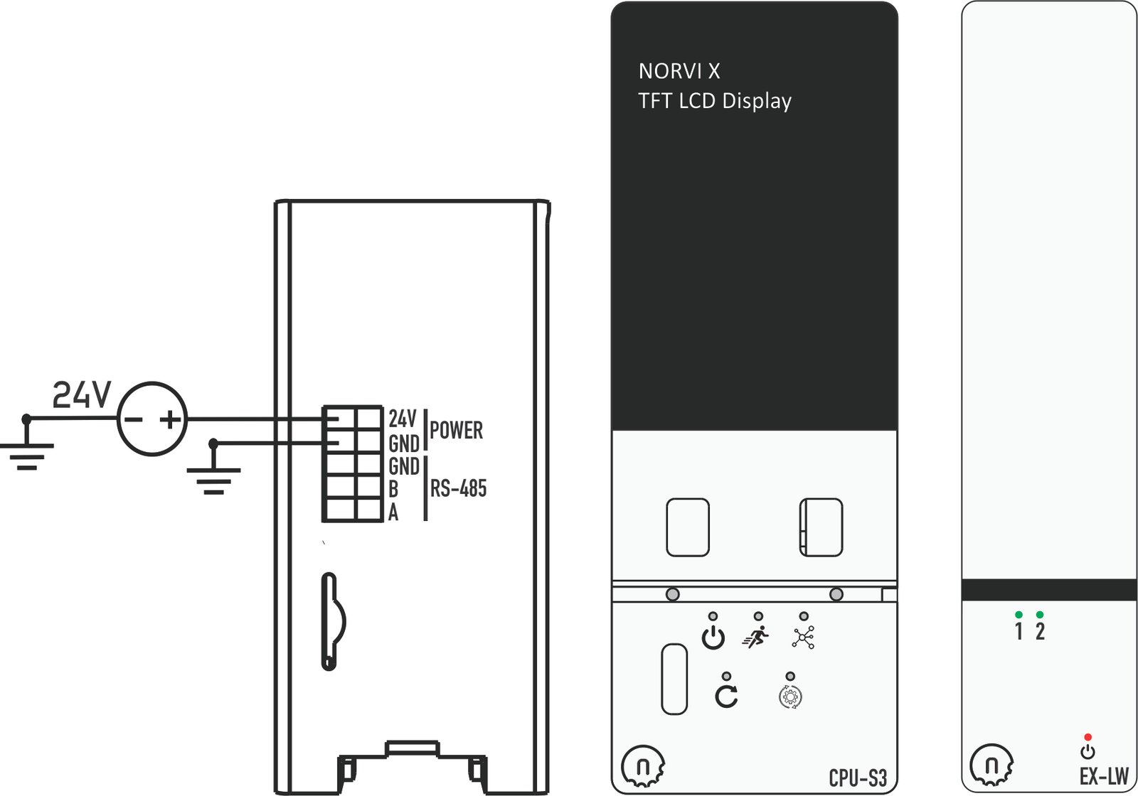 Figure 1: NORVI CPU Controller with NORVI X-LW Expansion Module